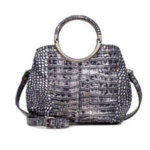 Patricia Nash Croc-Embossed Satchel in Black and Gray